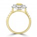 18ct Gold and Platinum Fancy Yellow Diamond Tri-cluster Ring