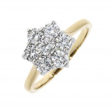 18ct Gold Daisy 1.03ct Diamond Cluster ring