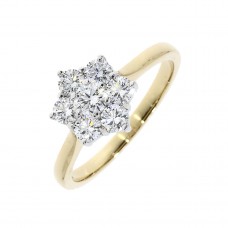 18ct Gold .80ct Diamond Daisy Cluster engagement ring