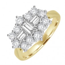 18ct Gold Baguette Cluster 1.35ct Diamond ring