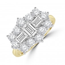 18ct Gold Baguette Cluster 1.88ct Diamond Ring