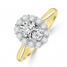 18ct Gold and Platinum Oval GI1 Diamond Cluster ring