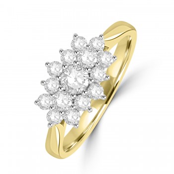 18ct Gold 15-stone Diamond Boat Cluster ring