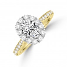 18ct Gold Platinum Oval GVS2 Diamond Cluster ring