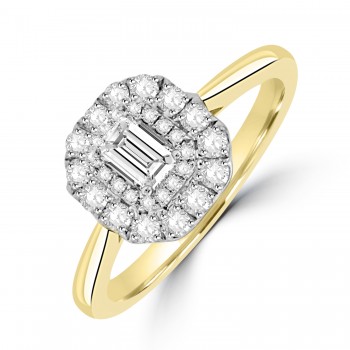 18ct Gold Platinum Emerald cut GVS1 Diamond Double Halo ring