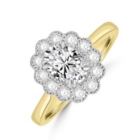 18ct Gold Platinum Oval DVS2 Diamond Cluster ring