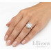 18ct Gold Platinum Emerald cut Diamond Baguette Halo ring