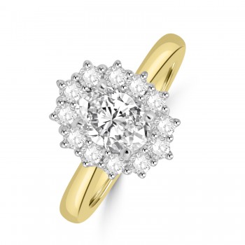 18ct Gold Platinum Oval DSi1 Diamond Vintage Cluster ring 18ct Gold Platinum Oval DSi1 Diamond Vintage Cluster ring