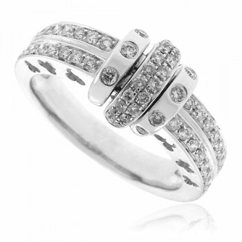 18ct White Gold Double Row Eternity ring with centre feature