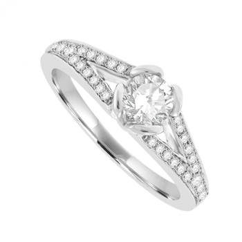18ct White Gold Solitaire Diamond with Split Shoulders
