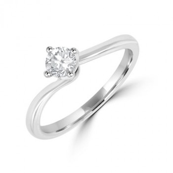 18ct White Gold Solitaire .34ct Diamond Twist ring