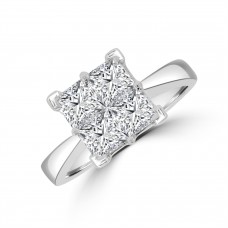 18ct White Gold Princess Illusion Diamond ring