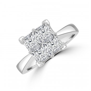 18ct White Gold Four-Stone Cluster Ring