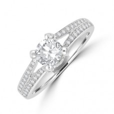 18ct White Gold Soltaire Diamond split Ring