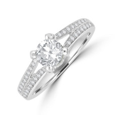 18ct White Gold Soltaire Diamond split Ring