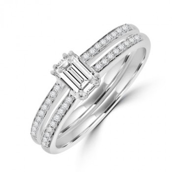 18ct White Gold Emerald cut Diamond Solitaire Ring