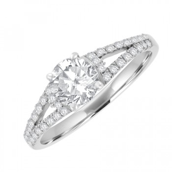 18ct White Gold Solitaire FSi2 Diamond Split Shoulder Ring