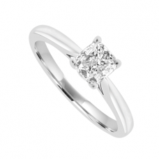 18ct White Gold Solitaire Cushion cut Diamond Ring