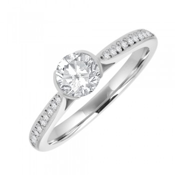 18ct White Gold Solitaire GSi1 Diamond Rubover Ring