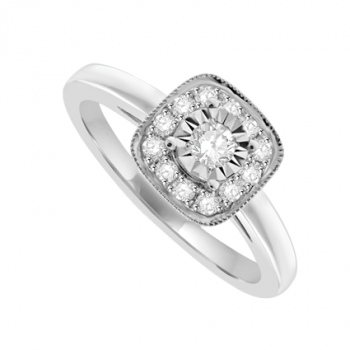 18ct White Gold Diamond Solitaire Aura Ring