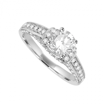 18ct White Gold Diamond Solitaire Art Deco Ring