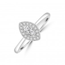 18ct White Gold Marquise Halo Ring