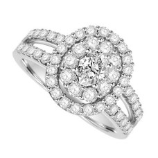 18ct White Gold Oval Double Halo Diamond ring