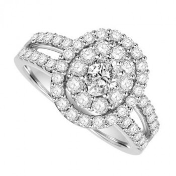 18ct White Gold Oval cut Diamond Solitaire Halo Ring