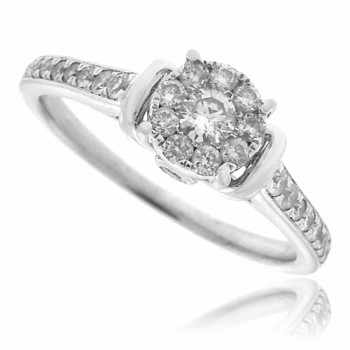 18ct White Gold Solitaire Cluster Ring