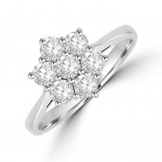 18ct White Gold Diamond Daisy Cluster Ring