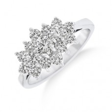 18ct White Gold Triple Cluster Diamond Ring