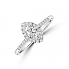 18ct White Gold Marquise .40ct Diamond Halo Ring