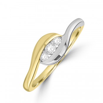 9ct Two Tone Gold Three-stone Diamond Twist ring