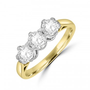9ct Gold Diamond Trilogy Traditional style ring