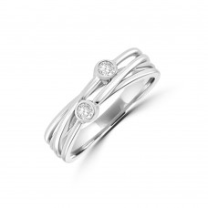 9ct White Gold Crossover Diamond Ring