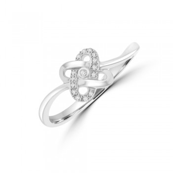9ct White Gold Diamond Weave Ring