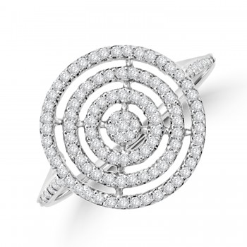 9ct White Gold Pave Diamond Concentric Circle Ring