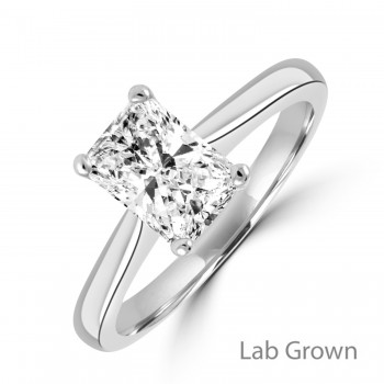 Platinum Radiant Lab Grown Diamond Solitaire ring