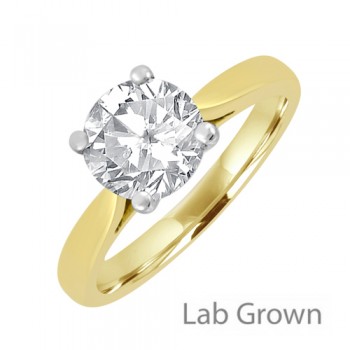 18ct Gold and Platinum Solitaire Lab-Grown EVS1 Diamond ring