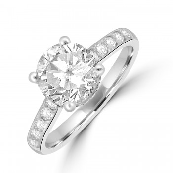 Platinum Lab-Grown EVS1 Diamond Solitaire Hidden Halo ring