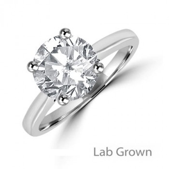 Platinum Solitaire Lab Grown FVS1 Diamond ring