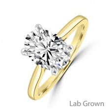 18ct Gold Platinum Solitaire Oval Lab Grown FVS2 Diamond ring