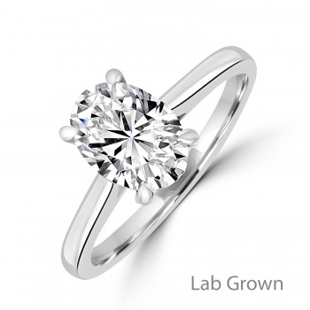 Platinum Oval Lab Grown EVS2 Diamond Solitaire ring