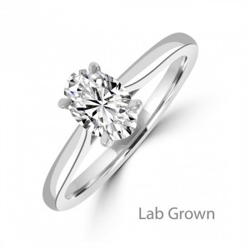 Platinum Solitaire Oval Lab Grown EVVS2 Diamond ring