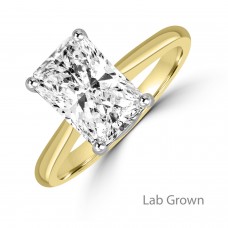 18ct Gold Platinum Radiant Hidden Halo Solitaire ring