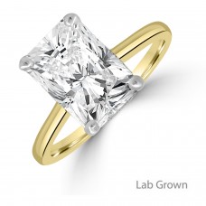 18ct Gold Platinum Radiant Solitaire Lab Grown Diamond ring