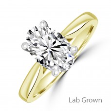 18ct Gold Platinum Solitaire Oval EVVS2 Diamond Lab Grown ring