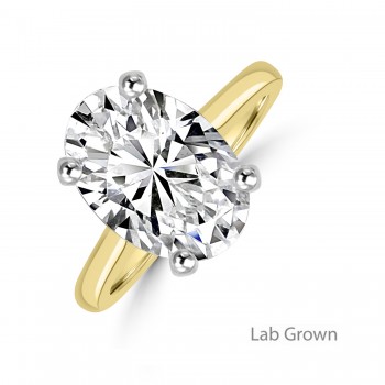 18ct Gold Platinum Oval 3.78ct Lab Grown Diamond Solitaire ring