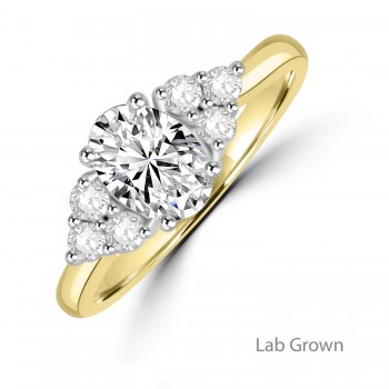 18ct Gold Oval Solitaire Trefoil Lab Grown Diamond ring