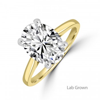 18ct Gold Platinum Oval Lab Grown Diamond Hidden Halo ring